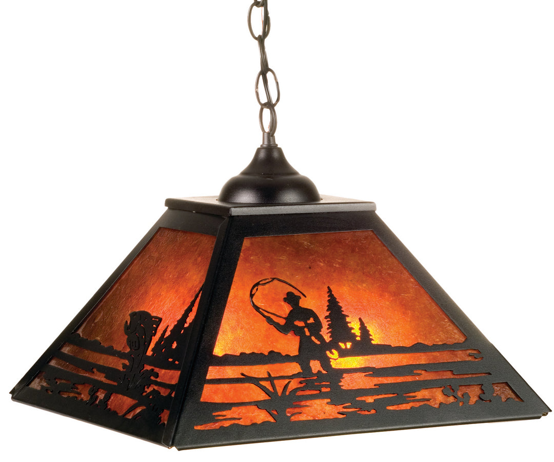 Meyda Tiffany Fly Fisherman 76314 Pendant Light - Black/Amber Mica