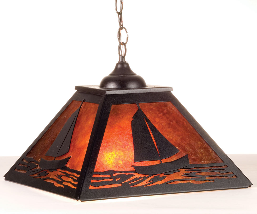 Meyda Tiffany Sailboat 76315 Pendant Light - Black/Amber Mica