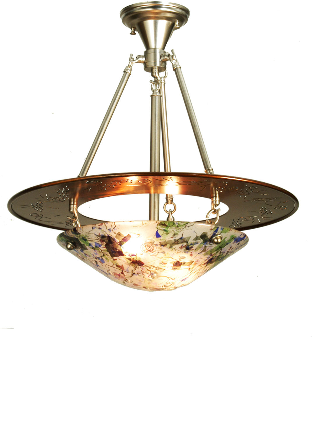 Meyda Tiffany Metro Fusion 81216 Pendant Light - Nickel, Transparent Copper