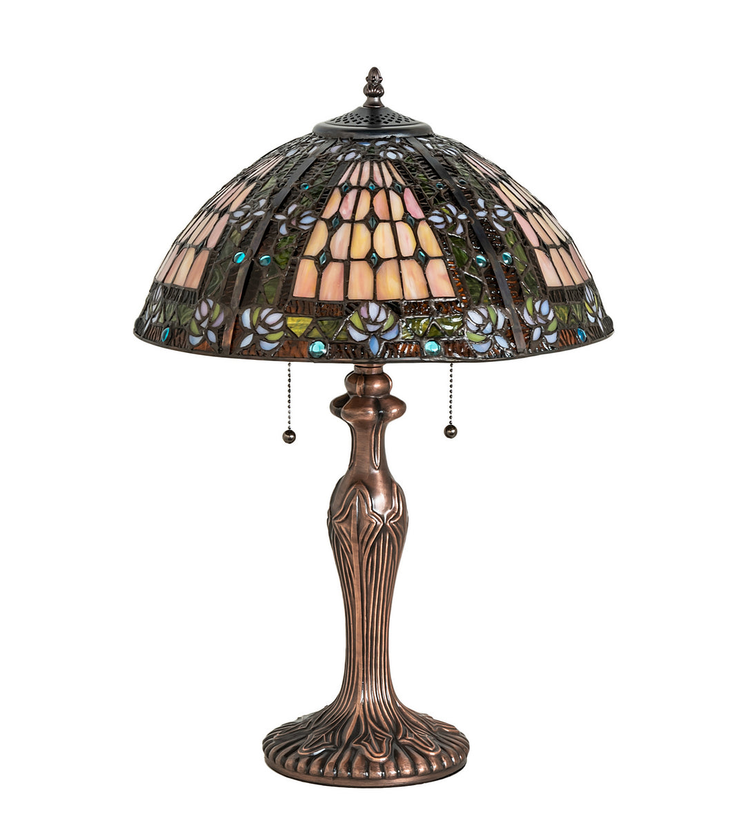 Meyda Tiffany Lighting 81447 Fleur-De-Lis Two Light Table Lamp Lamp Bronze / Dark