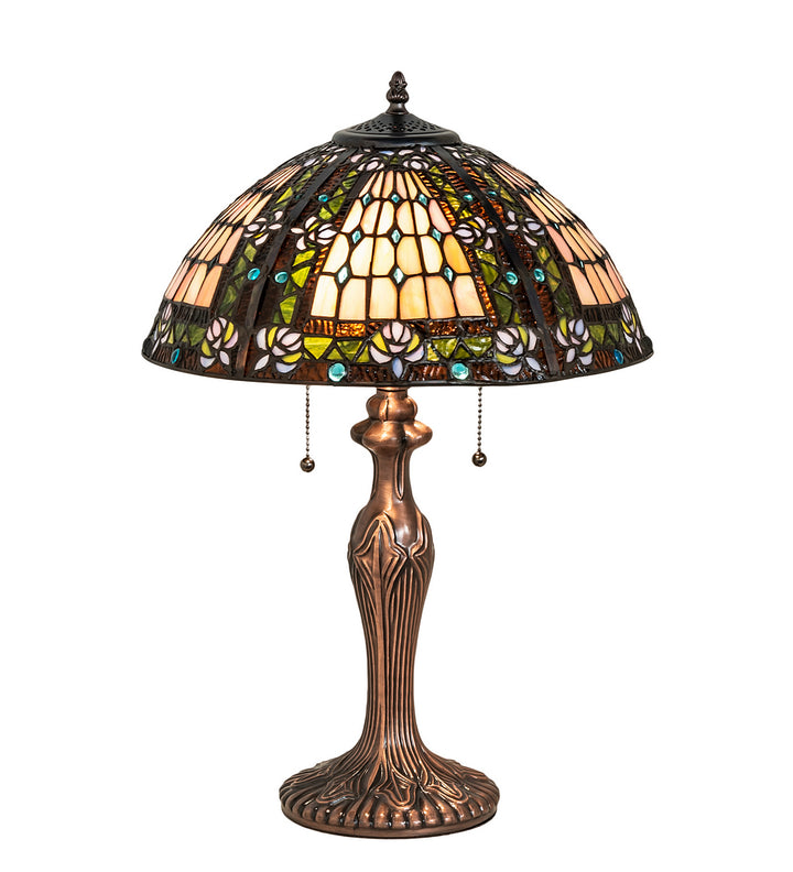 Meyda Tiffany Lighting 81447 Fleur-De-Lis Two Light Table Lamp Lamp Bronze / Dark