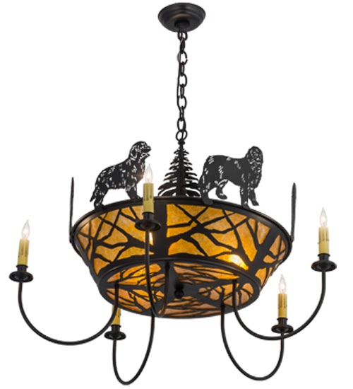 Meyda Tiffany Big Dogs 98408 Chandelier Light - Black/Amber Mica