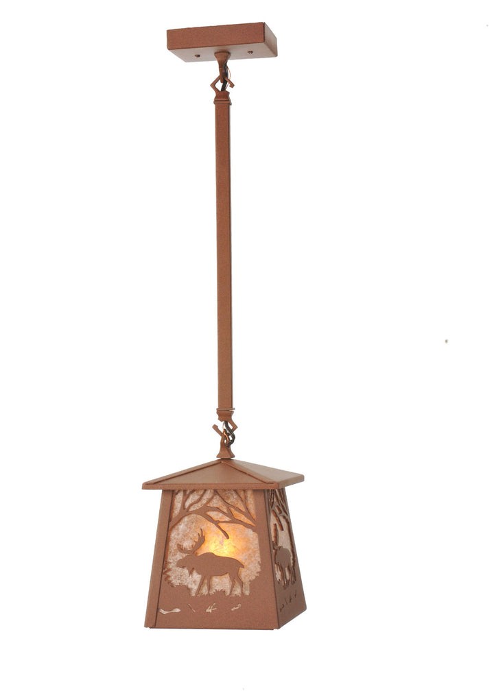 Meyda Tiffany Lighting 98768 Moose At Dawn One Light Mini Pendant Outdoor Bronze / Dark