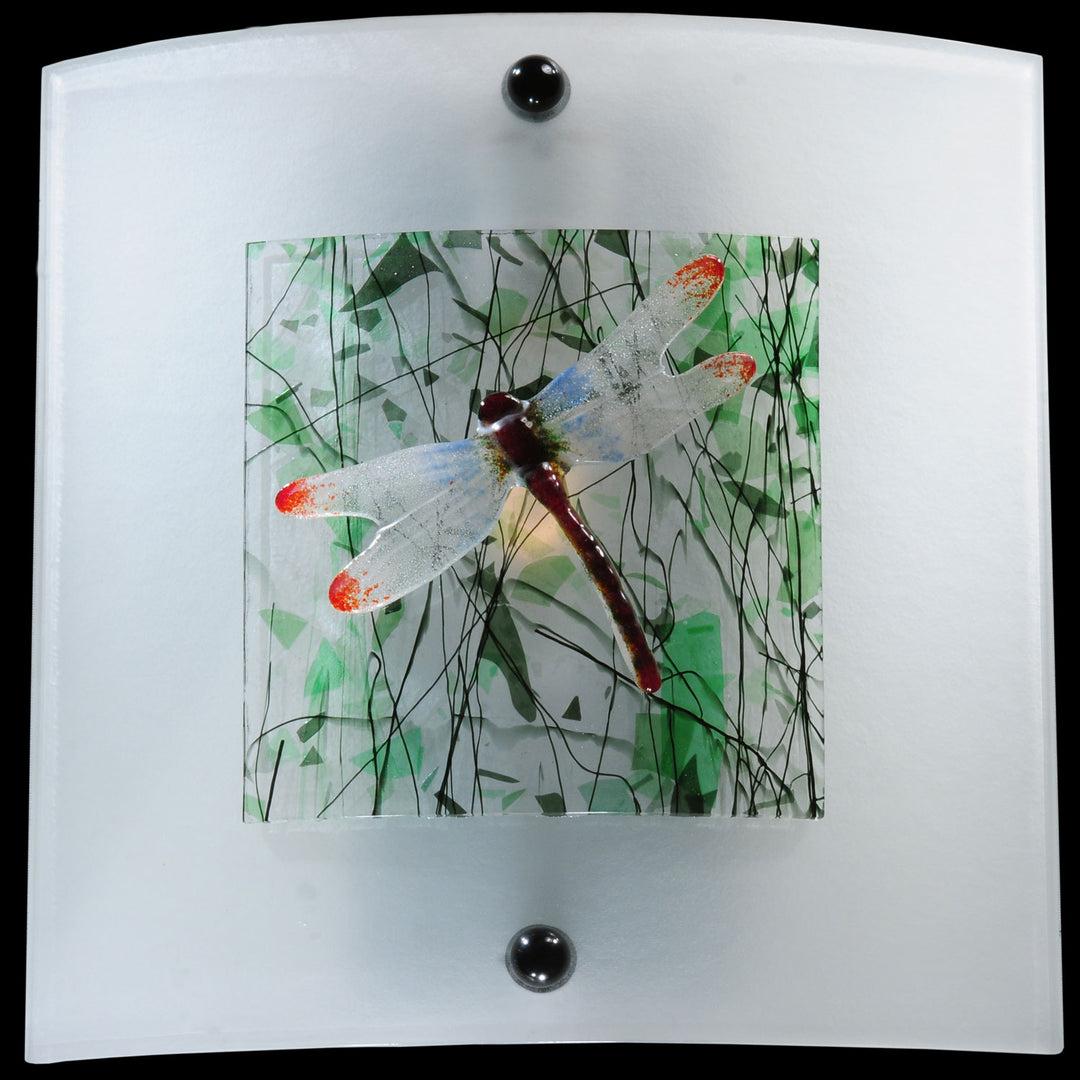 Meyda Tiffany Metro Fusion 98784 Wall Light - Clear/Green Confetti/Dragonfly