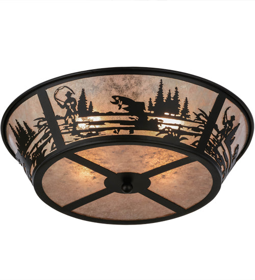 Meyda Tiffany Fly Fishing Creek 26222 Ceiling Light - Black/Silver Mica