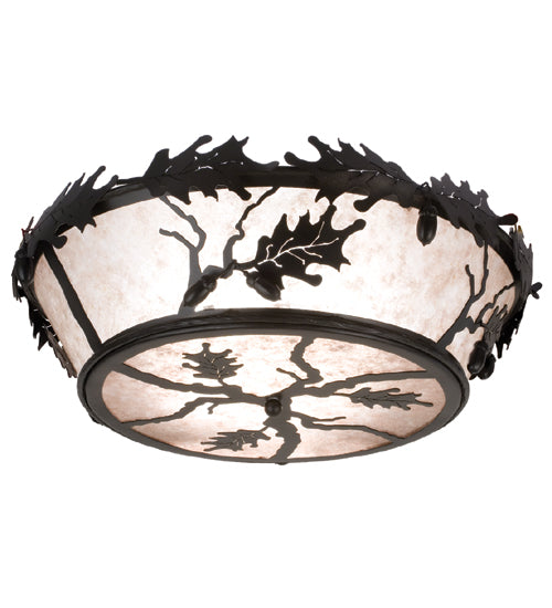 Meyda Tiffany Oak Leaf & Acorn 26224 Ceiling Light - Black/Silver Mica