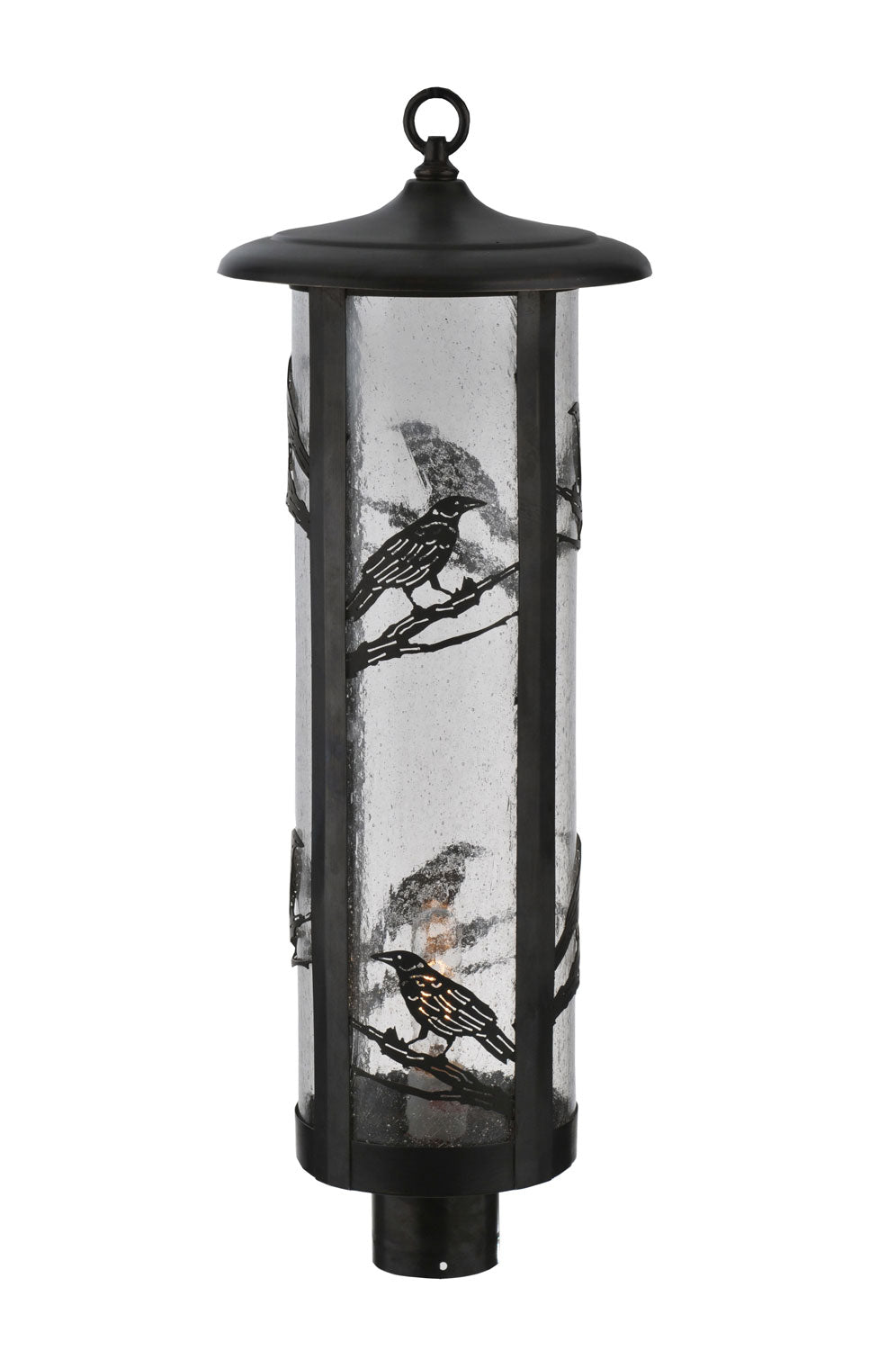 Meyda Tiffany Lighting 99382 Fulton One Light Post Mount Outdoor Black