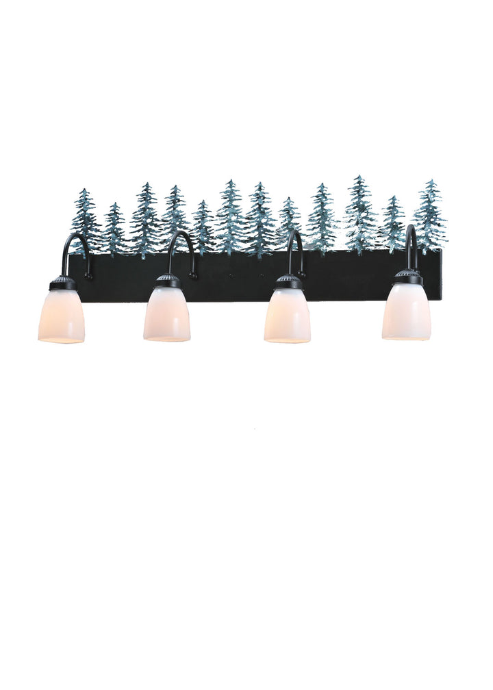 Meyda Tiffany Tall Pines 99786 Bath Vanity Light 34 in. wide - Black/Green Trees