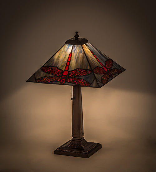 Meyda Tiffany Lighting 26290 Prairie Dragonfly One Light Table Lamp Lamp Bronze / Dark