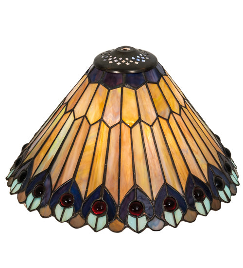 Meyda Tiffany Lighting 26311 Tiffany Jeweled Peacock Shade Lamp Shade Bronze / Dark