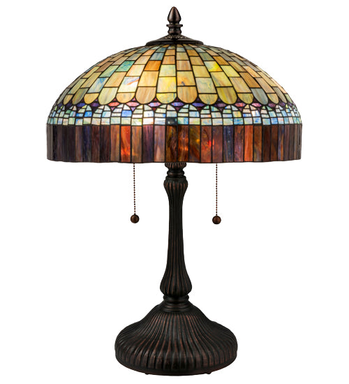 Meyda Tiffany Lighting 26322 Tiffany Candice Two Light Table Lamp Lamp Bronze / Dark