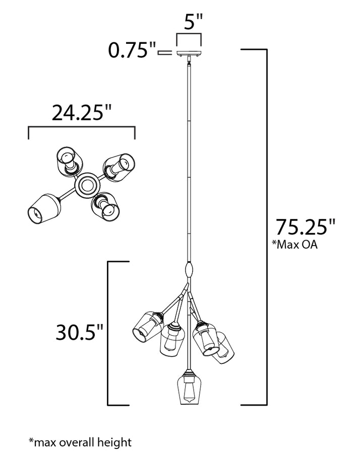 Maxim Savvy 26343CLABBK Chandelier Light - Antique Brass / Black