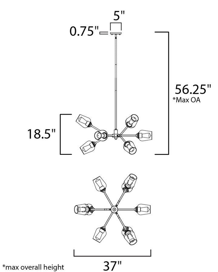 Maxim Savvy 26345CLABBK Chandelier Light - Antique Brass / Black