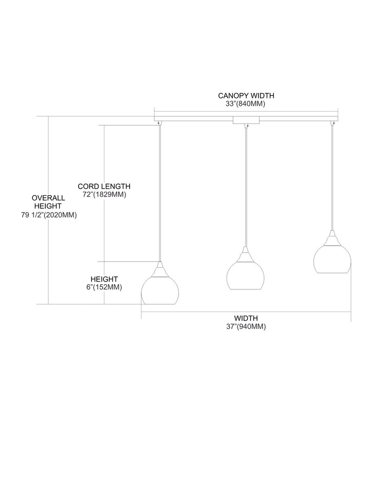 Elk Mela 101-3L-MT Pendant Light - Satin Nickel