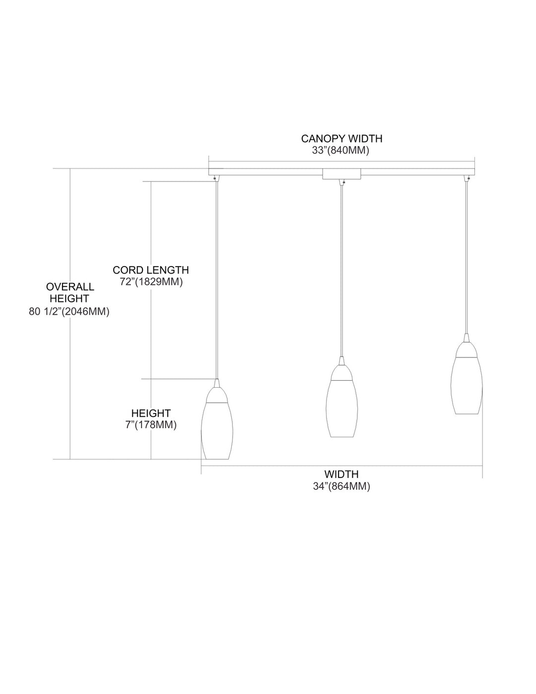 Elk Milan 110-3L-FR Pendant Light - Satin Nickel