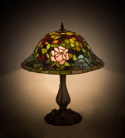 Meyda Tiffany Lighting 26489 Tiffany Rosebush One Light Table Lamp Lamp Bronze / Dark
