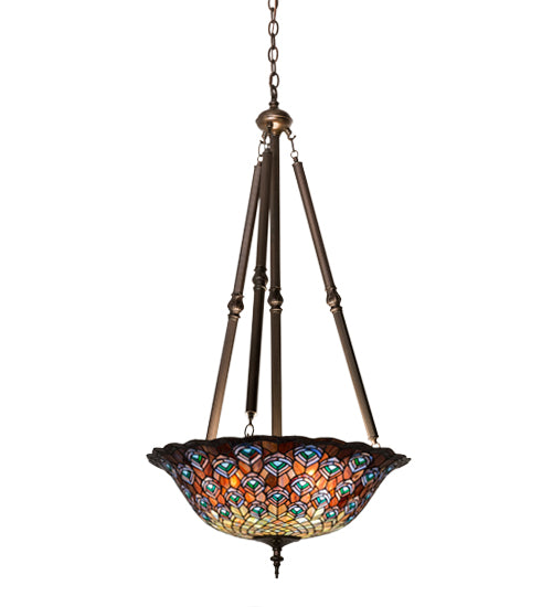 Meyda Tiffany Tiffany Peacock Feather 26549 Pendant Light - Green/Blue Pbag Purple/Blue Lt Blue Aqua/Green