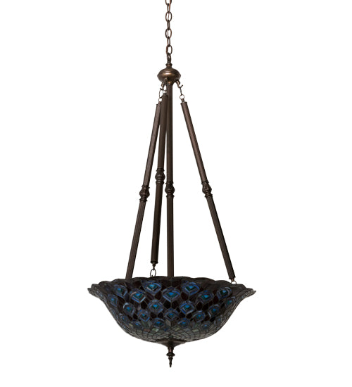 Meyda Tiffany Tiffany Peacock Feather 26549 Pendant Light - Green/Blue Pbag Purple/Blue Lt Blue Aqua/Green