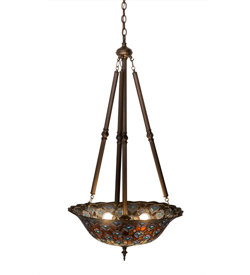 Meyda Tiffany Tiffany Peacock Feather 26549 Pendant Light - Green/Blue Pbag Purple/Blue Lt Blue Aqua/Green