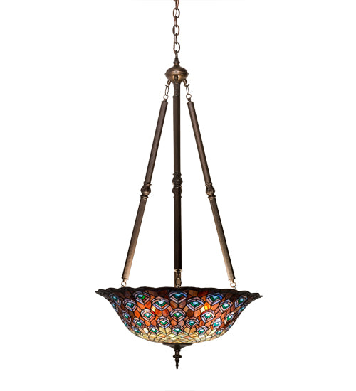 Meyda Tiffany Tiffany Peacock Feather 26549 Pendant Light - Green/Blue Pbag Purple/Blue Lt Blue Aqua/Green