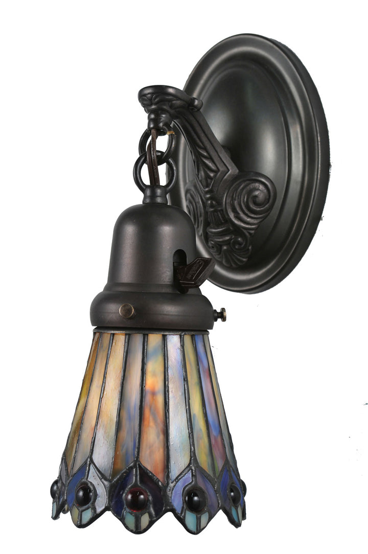 Meyda Tiffany Tiffany Jeweled Peacock 106004 Wall Light - Craftsman Brown