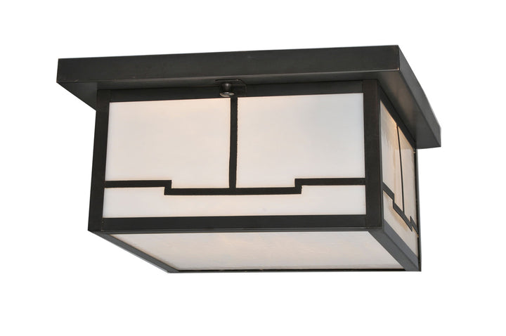 Meyda Tiffany Lighting 106621 Hyde Park Two Light Flushmount Outdoor Bronze / Dark