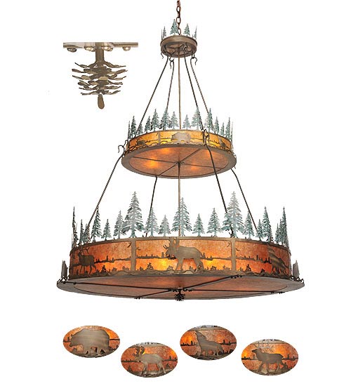 Meyda Tiffany Wildlife At Pine Lake 99767 Chandelier Light - Antique Copper