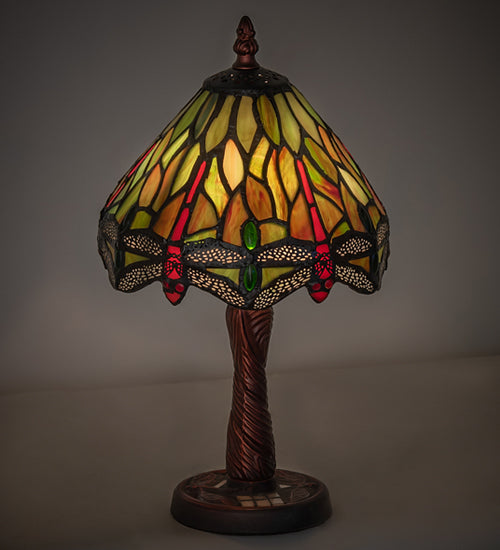 Meyda Tiffany Lighting 26614 Tiffany Hanginghead Dragonfly One Light Mini Lamp Lamp Bronze / Dark