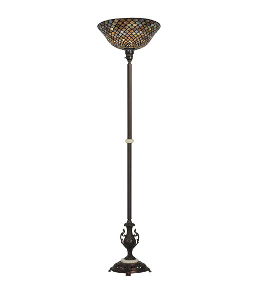 Meyda Tiffany Lighting 26626 Fishscale One Light Torchiere Lamp Bronze / Dark