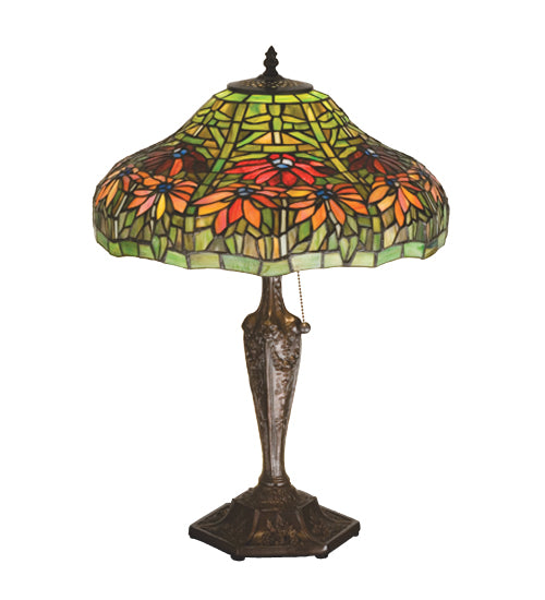 Meyda Tiffany Lighting 26632 Poinsettia 22"Table Lamp Lamp Bronze / Dark