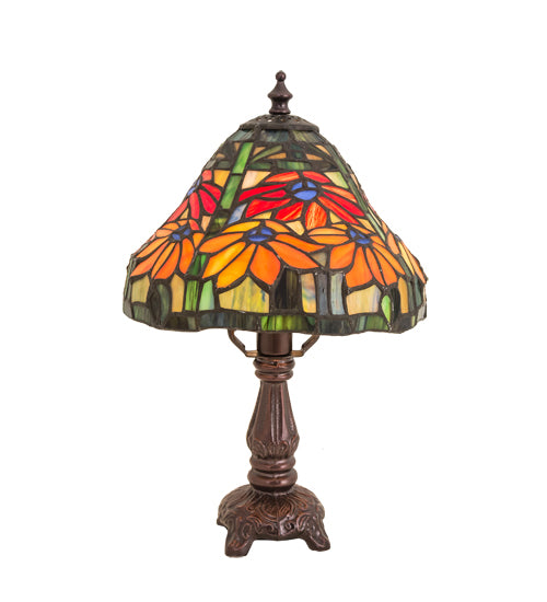 Meyda Tiffany Lighting 26633 Tiffany Poinsettia One Light Mini Lamp Lamp Bronze / Dark