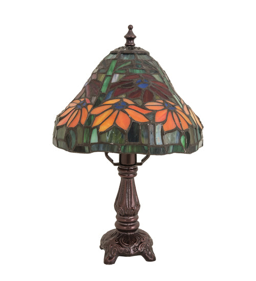 Meyda Tiffany Lighting 26633 Tiffany Poinsettia One Light Mini Lamp Lamp Bronze / Dark