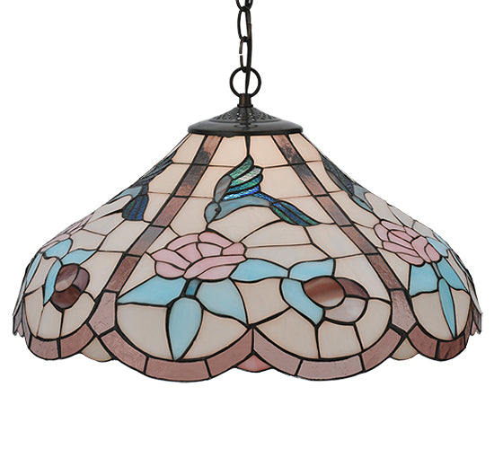 Meyda Tiffany Hummingbird 26635 Pendant Light - Lt Peach Pink Purple/Blue Seafoam