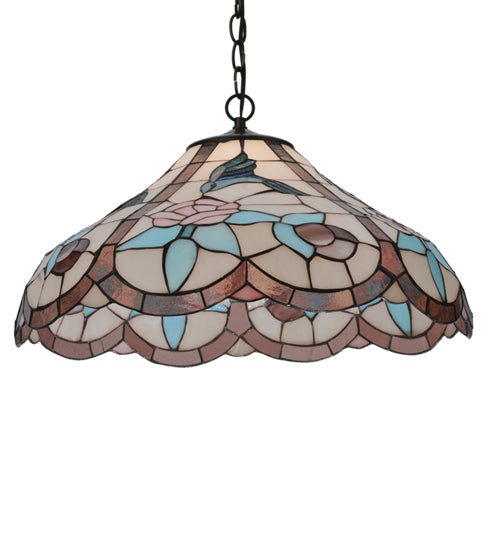 Meyda Tiffany Hummingbird 26635 Pendant Light - Lt Peach Pink Purple/Blue Seafoam