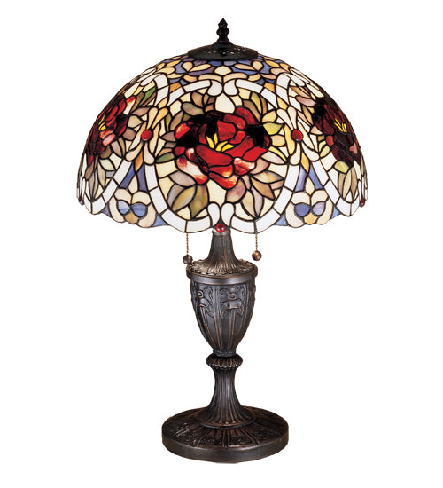 Meyda Tiffany Lighting 26674 Renaissance Rose Two Light Table Lamp Lamp Bronze / Dark