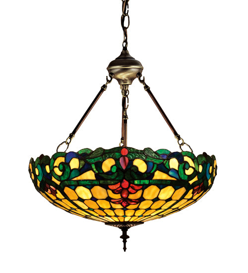 Meyda Tiffany Duffner & Kimberly Colonial 26694 Pendant Light - Beige Burgundy Blue/Green Green