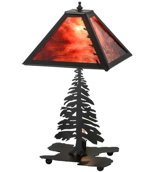 Meyda Tiffany Lighting 26724 Tall Pines Two Light Table Lamp Lamp Black