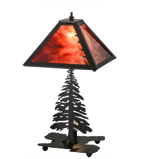 Meyda Tiffany Lighting 26724 Tall Pines Two Light Table Lamp Lamp Black