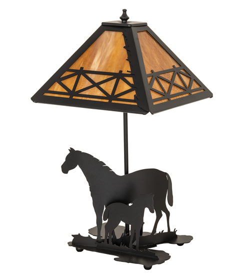 Meyda Tiffany Lighting 26727 Mare & Foal Two Light Table Lamp Lamp Black