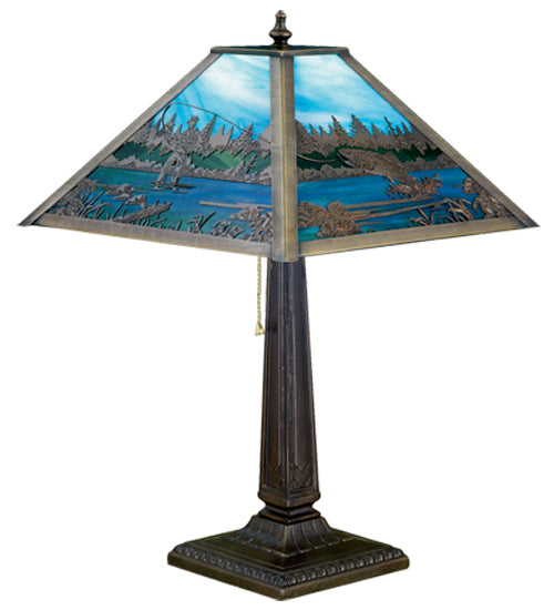 Meyda Tiffany Lighting 26760 Fly Fishing Creek Table Lamp Lamp Bronze / Dark