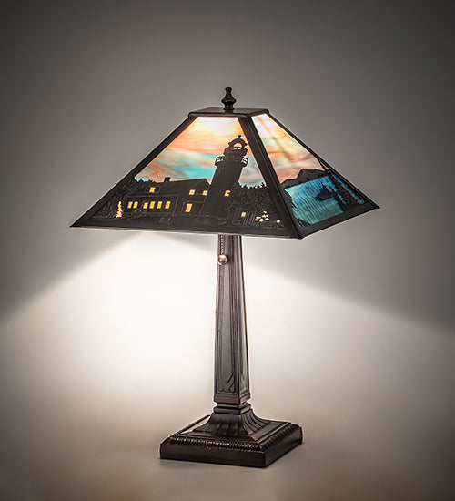 Meyda Tiffany Lighting 26763 Lighthouse Bay Table Lamp Lamp Bronze / Dark