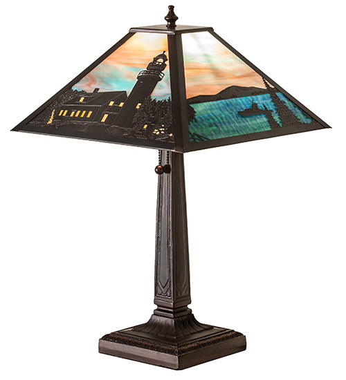 Meyda Tiffany Lighting 26763 Lighthouse Bay Table Lamp Lamp Bronze / Dark