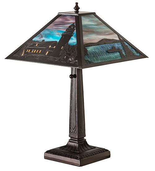 Meyda Tiffany Lighting 26763 Lighthouse Bay Table Lamp Lamp Bronze / Dark