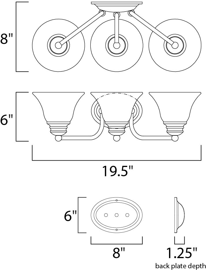 Maxim Malaga 2688MRSN Bath Vanity Light 20 in. wide - Satin Nickel