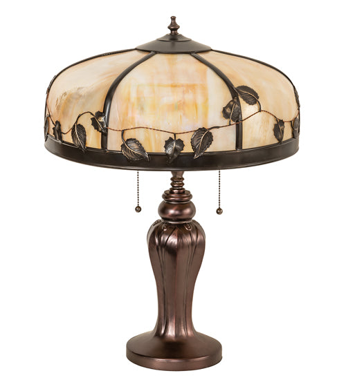 Meyda Tiffany Lighting 26904 Poplar Leaf Two Light Table Lamp Lamp Bronze / Dark