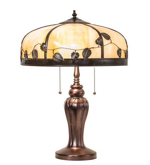 Meyda Tiffany Lighting 26904 Poplar Leaf Two Light Table Lamp Lamp Bronze / Dark