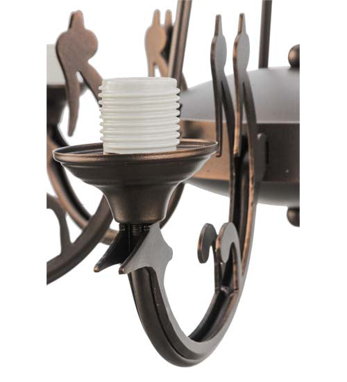 Meyda Tiffany Lighting 26946 Fly Fishing Creek Six Light Chandelier Hardware Utility Light Bronze / Dark