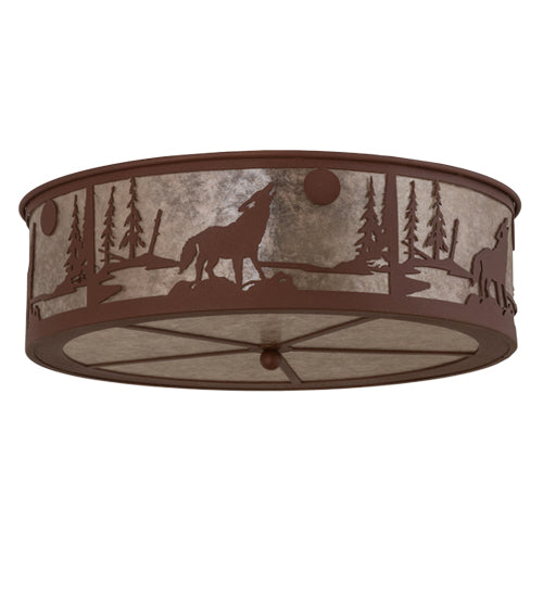 Meyda Tiffany Northwoods Wolf On The Loose 26987 Ceiling Light - Rust