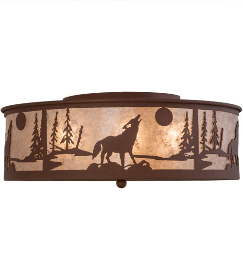 Meyda Tiffany Northwoods Wolf On The Loose 26987 Ceiling Light - Rust