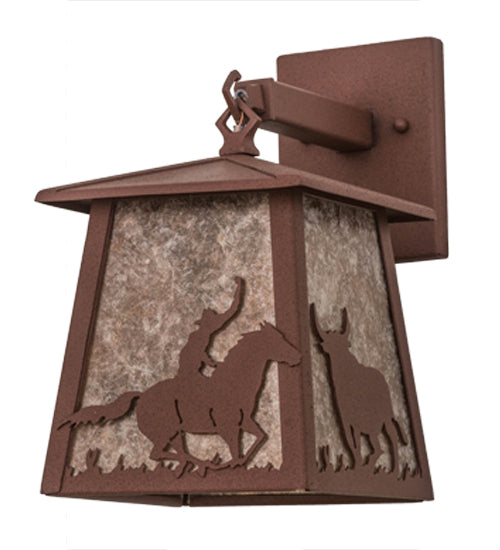 Meyda Tiffany Lighting 26995 Cowboy & Steer One Light Wall Sconce Outdoor Bronze / Dark